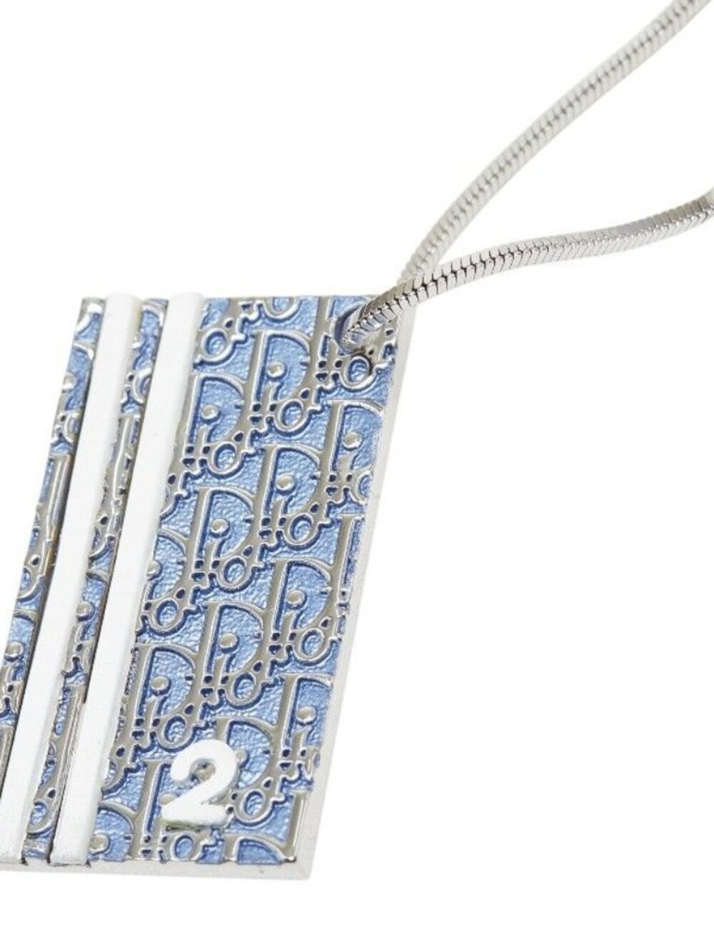 Dior Trotter Number 2 Necklace Silver Blue White Metal